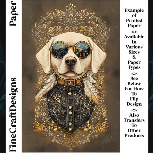 Labrador Dog, Gold Filigree CM3 Scrapbook Paper