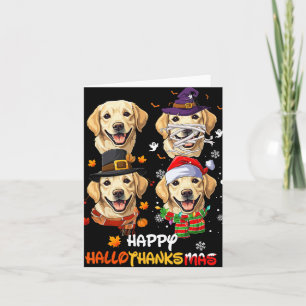 Labrador Dog Hallothanksmas Halloween Thanksgiving Card