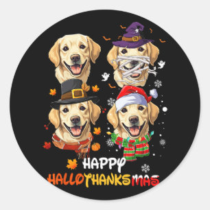 Labrador Dog Hallothanksmas Halloween Thanksgiving Classic Round Sticker