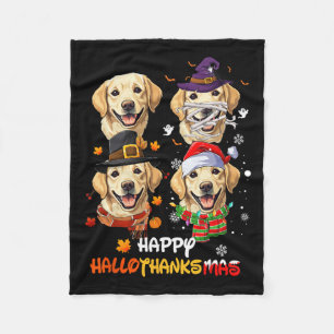 Labrador Dog Hallothanksmas Halloween Thanksgiving Fleece Blanket