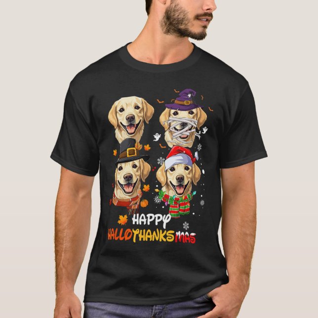 Labrador Dog Hallothanksmas Halloween Thanksgiving T-Shirt (Front)