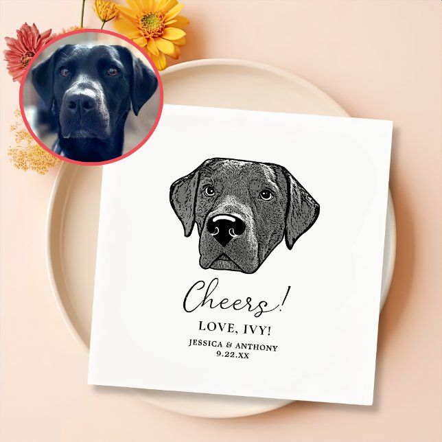 Labrador Dog Hand Drawing Personalised Cheers Napkin (Creator Uploaded)