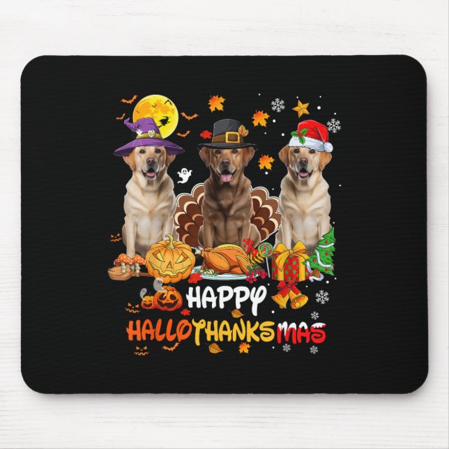 Labrador Dog Happy Halloween Thanksgiving Merry Ch Mouse Pad (Front)