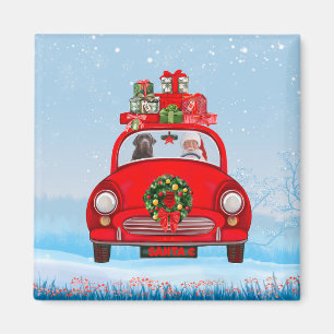 Labrador Dog In Car With Santa Claus Magnet