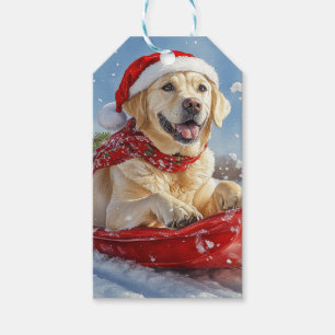 Labrador Dog in Sledge Let it Snow Christmas Gift Tags