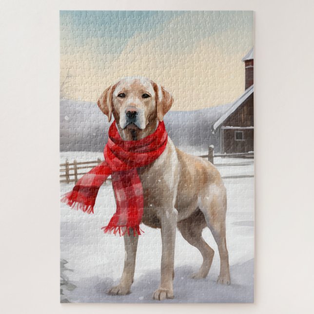 Labrador Dog in Snow Christmas Jigsaw Puzzle (Vertical)