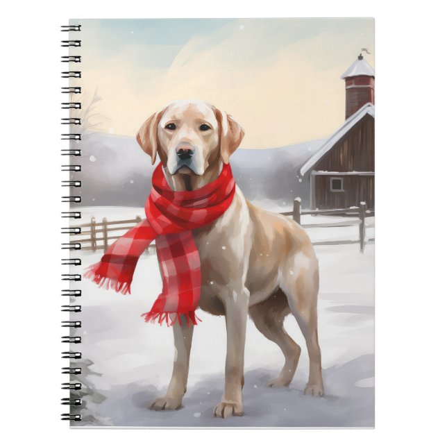 Labrador Dog in Snow Christmas Notebook (Front)