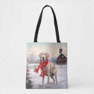 Labrador Dog in Snow Christmas Tote Bag