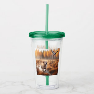 Labrador/dog in the autumn duck hunt acrylic tumbler