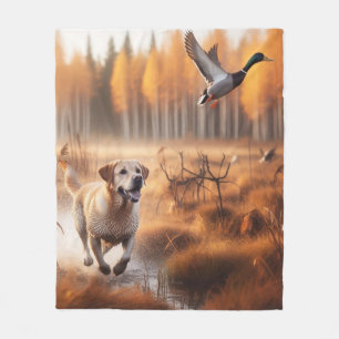 Labrador/dog in the autumn duck hunt fleece blanket