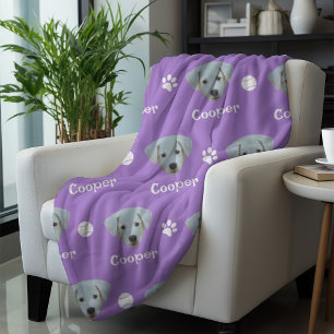 Labrador Dog, Lavender Custom Name Fleece Blanket