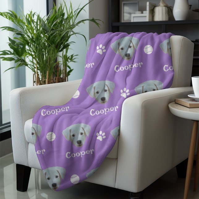 Labrador Dog, Lavender Custom Name Fleece Blanket (Creator Uploaded)