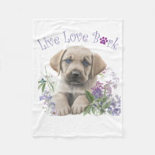 Labrador Dog Mum Floral Fleece Blanket