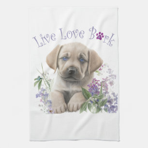 Labrador Dog Mum Floral Tea Towel