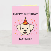 Labrador Dog | Orange & Red Birthday Folded