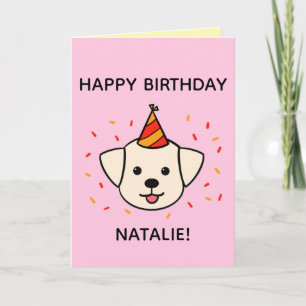 Labrador Dog   Orange & Red Birthday Folded Card