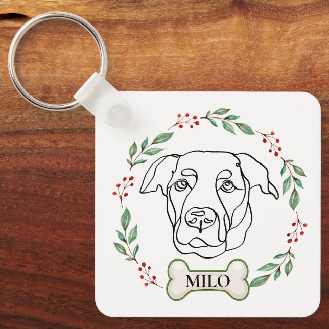 Labrador Dog Personalised Christmas Gift Key Ring (Front)