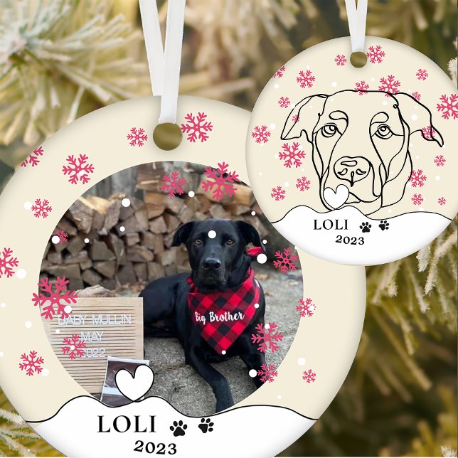 Labrador Dog Personalised Hand Drawing Ceramic Ceramic Ornament (Creator Uploaded)