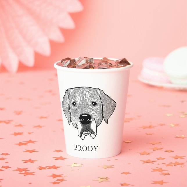 Labrador Dog Personalised Hand Drawing  Paper Cups (Insitu)