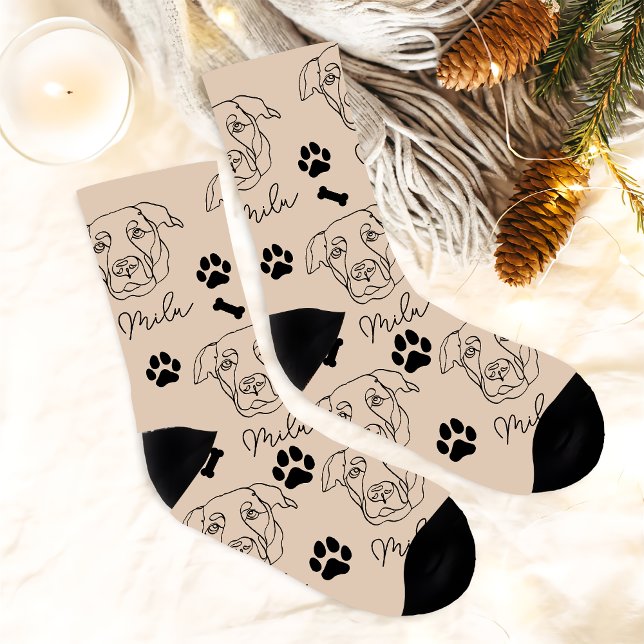 Labrador Dog Personalised  Hand Drawing Socks (Creator Uploaded)