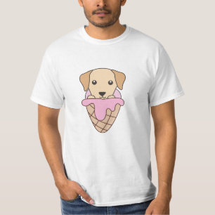 Labrador Dog Pink Ice Cream Waffle Cute Animals T-Shirt