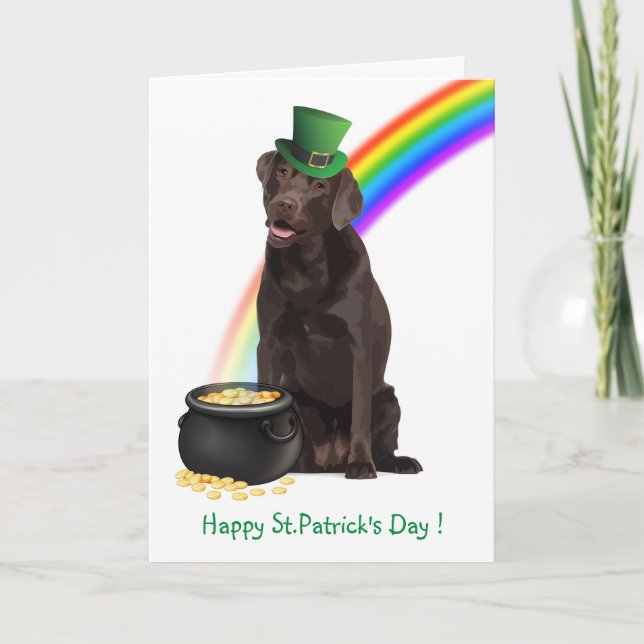 Labrador Dog Pot Of Gold St.Patrick's Day Holiday Card (Front)