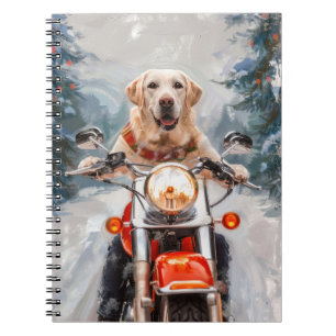 Labrador Dog Riding Motorcycle Christmas Notebook