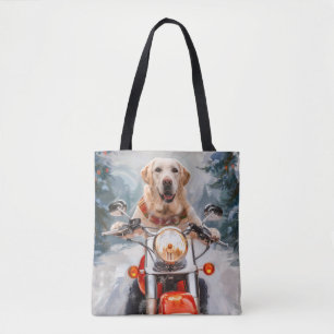 Labrador Dog Riding Motorcycle Christmas Tote Bag