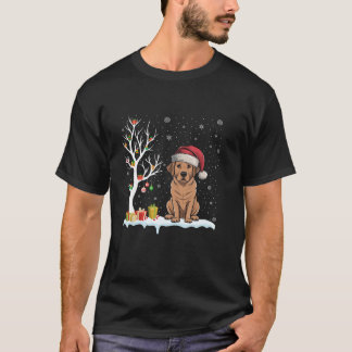 Labrador Dog Santa Hat Festive Tree Light Christma T-Shirt