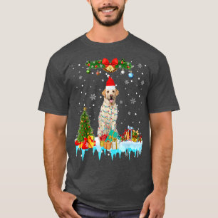 Labrador Dog Santa Hat Reindeer Christmas Lights T-Shirt