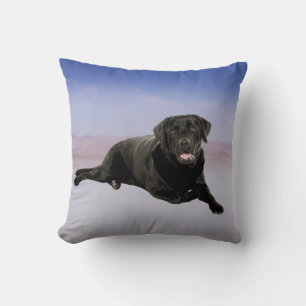 Labrador Dog Sitting on Beach Cushion