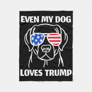 Labrador Dog Sungles Usa Flag Even My Dog Loves Tr Fleece Blanket