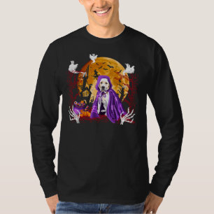 Labrador Dog Wearing Halloween Coat Pumpkin Boo Pu T-Shirt