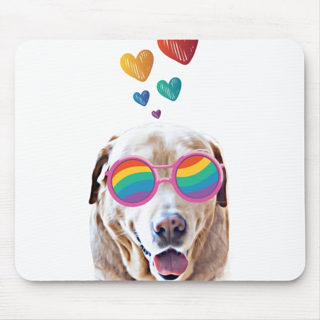 Labrador Dog with Hearts Valentine's Day Mouse Pad (Front)