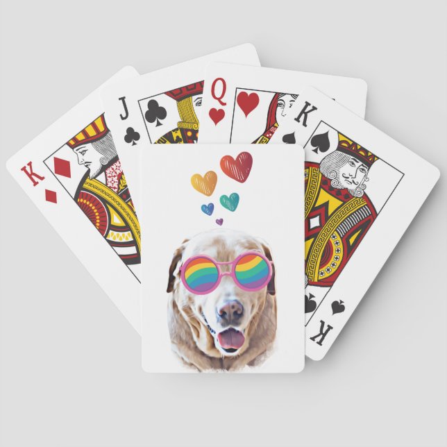 Labrador Dog with Hearts Valentine's Day Playing Cards (Back)