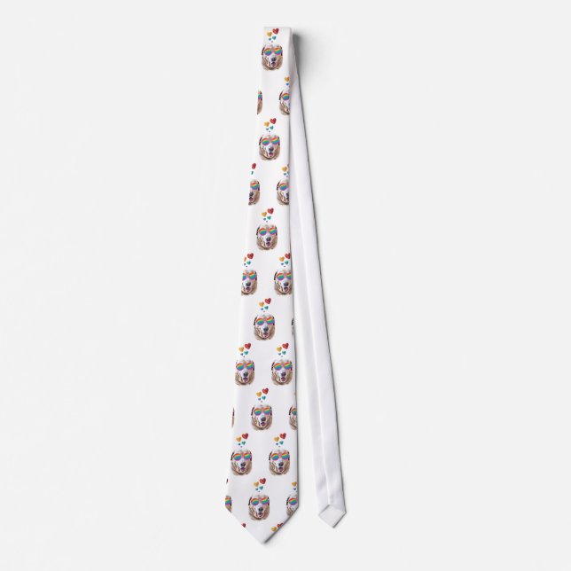 Labrador Dog with Hearts Valentine's Day Tie (Front)