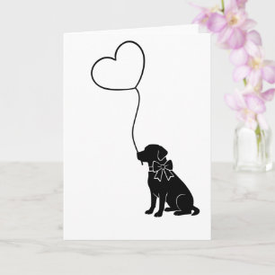 Labrador Dog With Love Heart Balloon Card