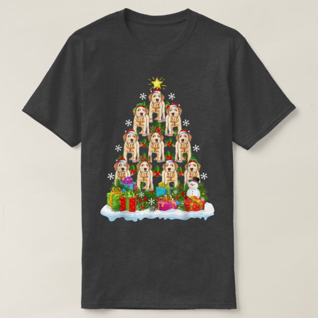 Labrador Dog Xmas Tree Lighting Santa Labrador Chr T-Shirt (Design Front)