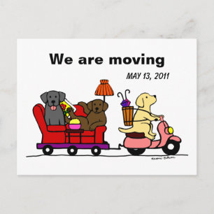 Labrador Dogs Cartoon Moving Announcement Postcard