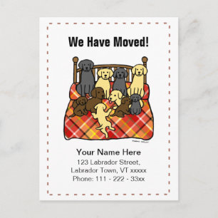 Labrador Dogs Cartoon New Address Announcement Postcard