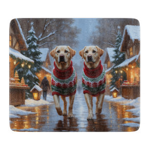 Labrador Dogs Christmas Snow Holiday Cutting Board