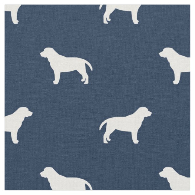 Labrador dogs navy blue silhouette fabric (Close Up)