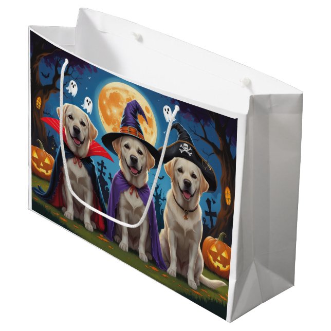 Labrador Dogs Pumpkin Halloween Funny  Large Gift Bag (Front Angled)