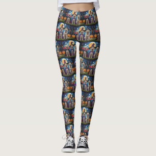 Labrador Dogs Pumpkin Halloween Funny  Leggings