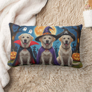 Labrador Dogs Pumpkin Halloween Funny Lumbar Cushion
