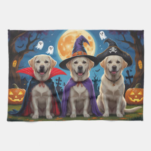 Labrador Dogs Pumpkin Halloween Funny  Tea Towel