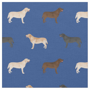 Labrador dogs royal blue fabric