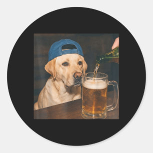 Labrador Drinking Beer Shirt Funny Fathers Day Dog Classic Round Sticker