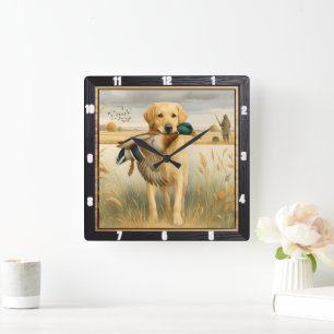 Labrador Duck Hunting Square Wall Clock