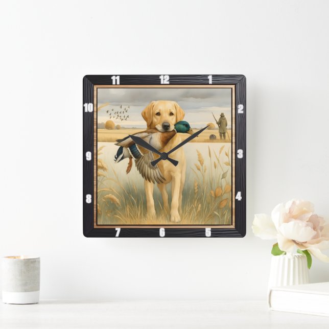 Labrador Duck Hunting Square Wall Clock (Home)